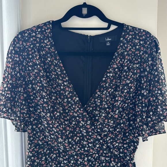 Lulus Black Floral Midi Ruffle Wrap Dress - Picture 2 of 7